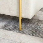 Upholstered Linen Storage Bench with Cylindrical Arms and Gold Metal Legs