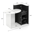 Costway Front Reception Counter Desk Checkout Office Desk with Open Shelf & Lockable Drawer White/Brown/Black