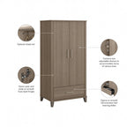 Somerset Tall Entryway Cabinet with Doors and Drawer by Bush Furniture