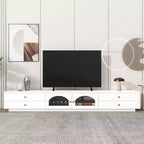 TV Stand for 95 TV, Extra Long Media Console with 2 Doors & 4 Drawers, Large TV Storage Cabinet Entertainment Center with Fluted Glass Doors