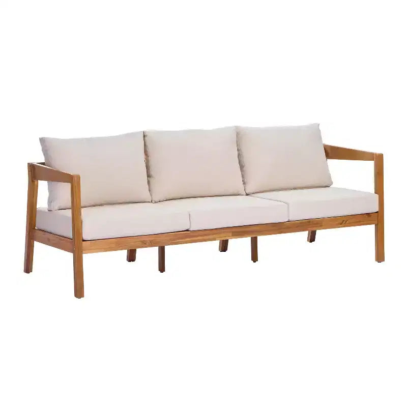 ModernLuxe 4/5-Piece Acacia Wood Patio Furniture Sofa Set, Outdoor Conversation Set with Coffee Table for Porch/Garden/Balcony