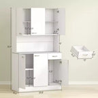 71 Kitchen Pantry Cabinet, Tall Storage Cabinet with Microwave Stand, Modern Kitchen Hutch,3 Adjustable Shelves for Living Room, Dining Room