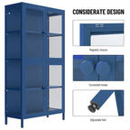 Four Glass Door Storage Cabinet with Adjustable Shelves and Feet Cold-Rolled Steel Sideboard Furniture