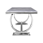 Modern Dining Room Table with Stainless Steel Metal U-Base
