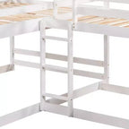 L Shaped Bunk Bed for 4 Kids, Quad Bunk Bed with Slide Full and Twin Wood Bunk Frame for Bedroom Dorm