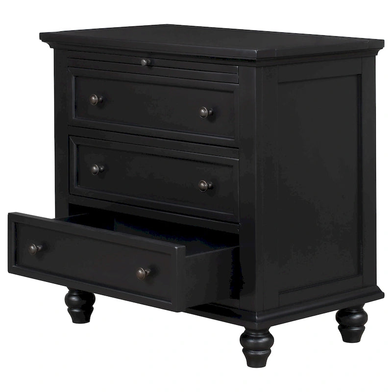 Wood 3-Drawer Storage Cabinet with Pull-Out Tray - 16.90 x 28.00 x 28.10