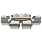Whisen 6-Pieces All Weather PE Wicker Sofa Set, Outdoor Rattan sofa With Double Cushions