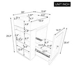 Bathroom Vanity with Ceramic Sink, MDF Storage Drawer, Side Shelf & Golden Handle