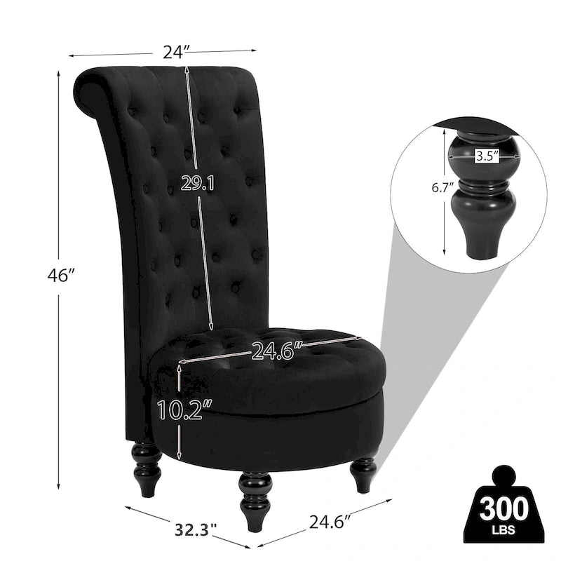 AVAWING Set of 2 Throne Royal Chair Thick Padding and Rubberwood Legs