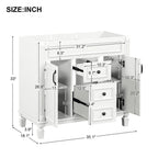 36 Modern Bathroom Vanity with Top Sink and Mirror Cabinet,2 Doors and 2 Drawers