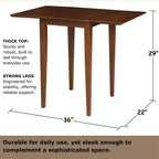 Espresso Drop Leaf Dining Table, Seats 4