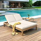5-Position Adjustable 2 Chaise Lounge,Folding Trays for Poolside,Patio