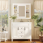 36 Modern Bathroom Vanity with Top Sink and Mirror Cabinet,2 Doors and 2 Drawers