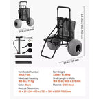 VEVOR Beach Dolly with Big Wheels for Sand, 18 x 15 Cargo Deck, Folding Sand Cart with 12 Balloon Wheels, 165 lbs Loading Capacity, Black