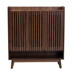 Delaire Mid-Century Modern Walnut Brown Finished Wood Shoe Cabinet