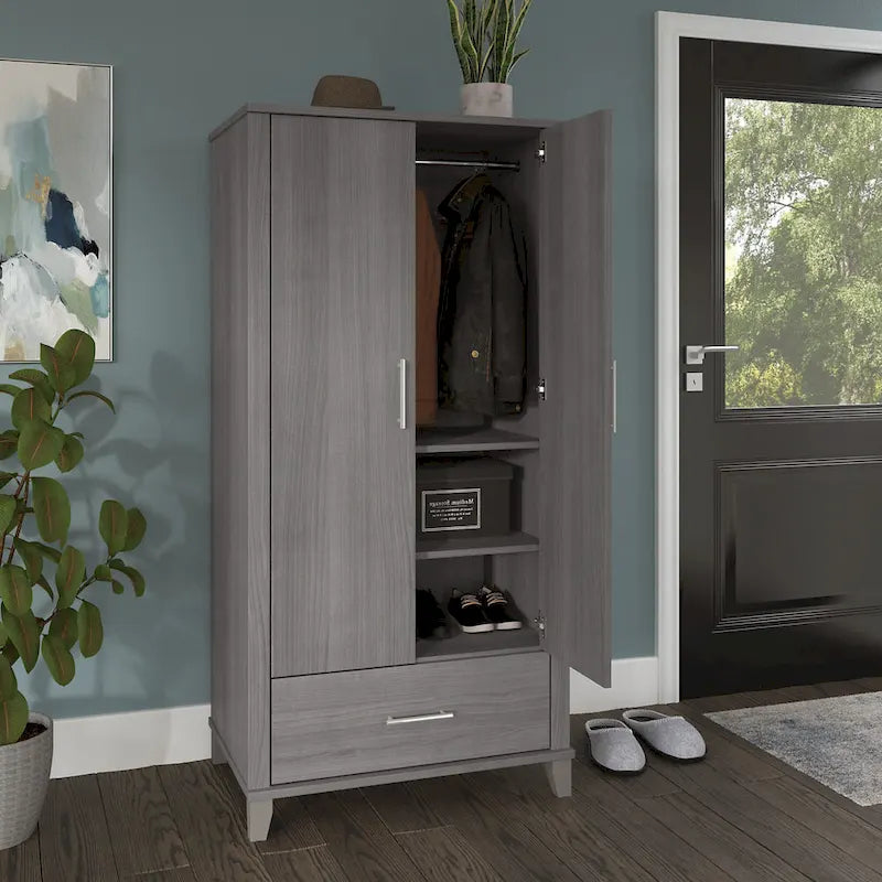 Somerset Tall Entryway Cabinet with Doors and Drawer by Bush Furniture