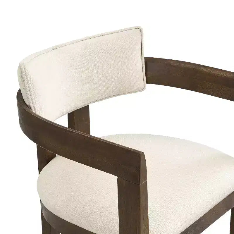 Christopher Knight Home Peyton Rubberwood Upholstered Bar Stool with Curved Open Back (Set of 2)