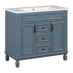 36 Modern Bathroom Vanity with Top Sink and Mirror Cabinet,2 Doors and 2 Drawers