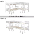 Whisen Twin-Over-Twin L-Shaped Bunk Bed with Ladder