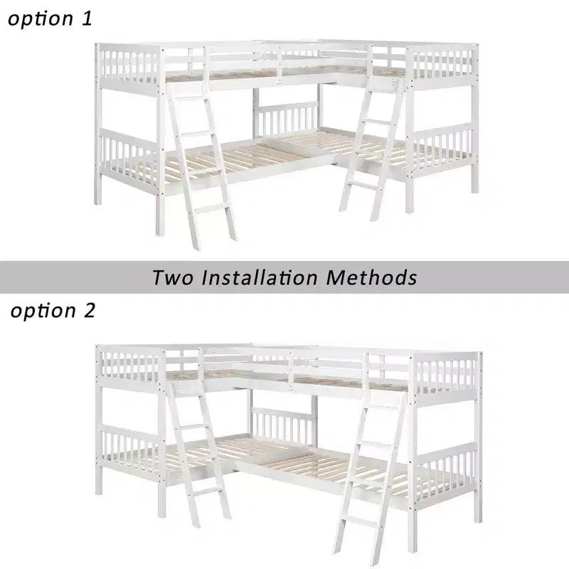 Whisen Twin-Over-Twin L-Shaped Bunk Bed with Ladder