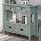 Console Table with 4 Drawers and Storage Shelf