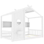 Twin/Full Size House Platform Bed Frame Toddler Floor Bed Kids Montessori Bed Playhouse Bed with Storage Shelf - ModernLuxe