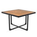 18-Pieces Acacia Wood Patio Dining Set, 8 Cushioned Chairs & 8 Ottomans & 2 Square Table