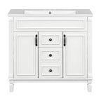 36 Modern Bathroom Vanity with Top Sink and Mirror Cabinet,2 Doors and 2 Drawers