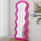 Modern Full Length Mirror, Flannel Vanity Mirror with Wooden Frame
