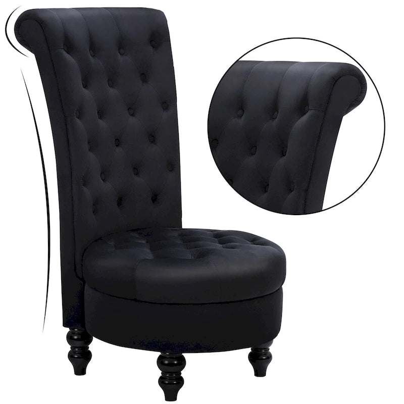 AVAWING Set of 2 Throne Royal Chair Thick Padding and Rubberwood Legs