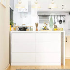 Smart Rotatable/Extendable Buffet Sideboard with 6 Drawers, Extended Countertop, Non-slip Mat, Rotating Dining Table, Kitchen Island Pantry