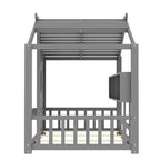Twin/Full Size House Platform Bed Frame Toddler Floor Bed Kids Montessori Bed Playhouse Bed with Storage Shelf - ModernLuxe