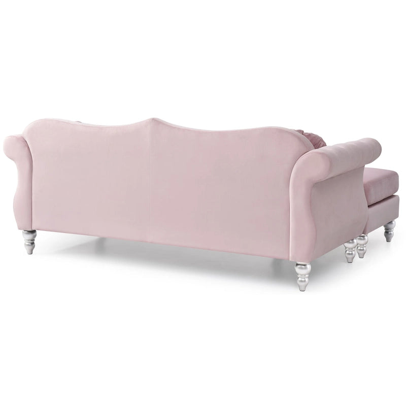 Hollywood Velvet Sofa with Reversible Chaise