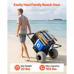 VEVOR Beach Dolly with Big Wheels for Sand, 18 x 15 Cargo Deck, Folding Sand Cart with 12 Balloon Wheels, 165 lbs Loading Capacity, Black