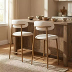 Counter Height Bar Stool with Upholstered Seat & Metal Legs, 26.3 Modern Kitchen Island Chair