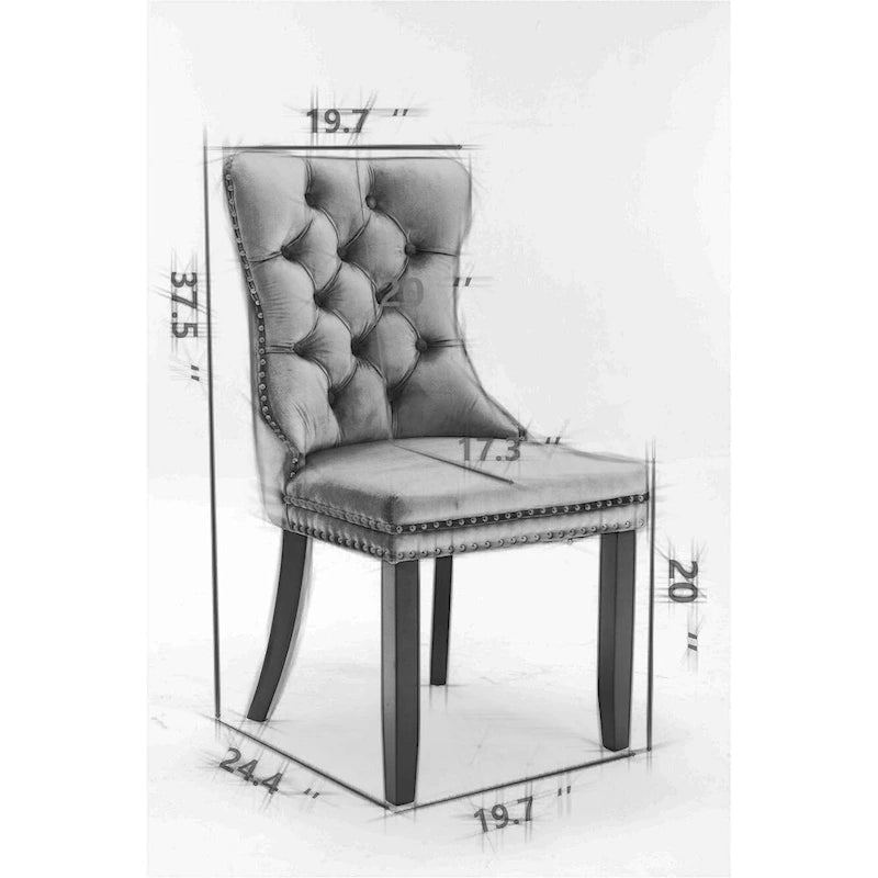 High Back Dining Chairs Set of 2, Upholstered PU Leather Kitchen Chairs Side Chair with Rear Handle Wood Legs