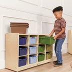 Cubby Mobile Tray Cabinet and 15 Scoop Front Bins, 3x4, Kids Furniture