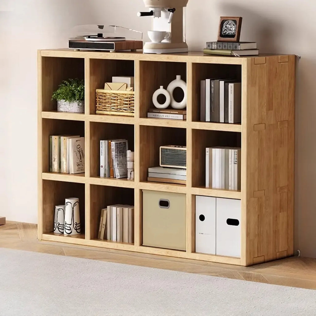 Modern Horizontal Wood 8-Cube Natural Finish Bookcase