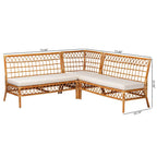 Capella Modern Bohemian Honey Rattan 3-Piece Dining Nook Banquette Set