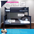 Max & Lily Bunk Bed Twin over Full Size, Solid Wood Bunk Beds with Ladder for Kids
