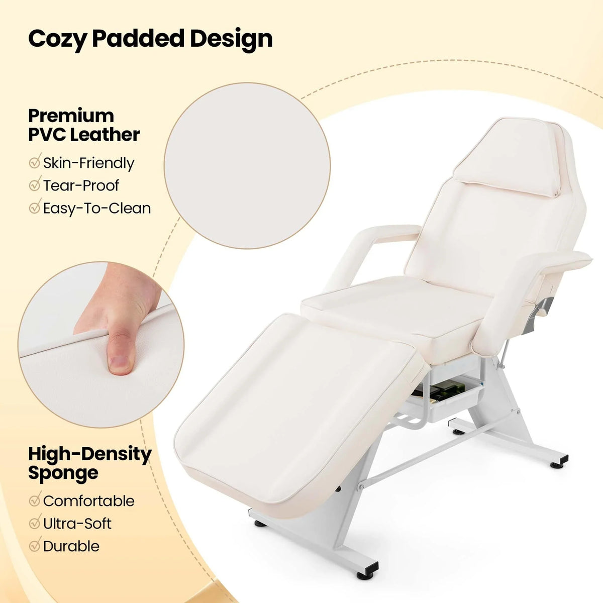 Costway 72 Massage Bed with Hydraulic Stool Adjustable Backrest &