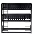 Triple Twin Bunk for Kids, Twin over Twin over Twin Detachable Bunk Bed with Ladder and Guardrail, Separate into 3 Beds