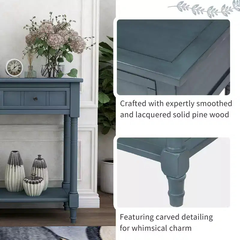 The Misty Moon Daisy Series Console Table Traditional Design with Two Drawers and Bottom Shelf (Espresso)