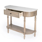 Marble Top Console Table ¨C Light Brown / Grey / Washed Black, Demilune, 1-Person Assembly