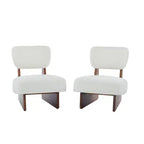 Set of 2 Modern Beige Lounge Chairs with Polyester Upholstery, Sturdy Wood Base, for Various Rooms