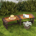 Outsunny Wooden Garden Bench, Semicircular Round Outdoor Tree Bench, Wrap Around Park Bench
