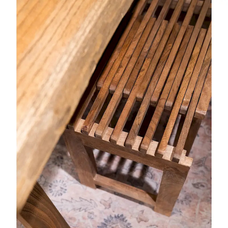 Natural Solid Mango Wood Extendable Bench by East at Main
