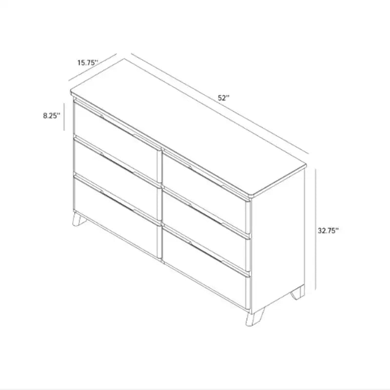Solid Wood Farmhouse 6 Drawer Dresser