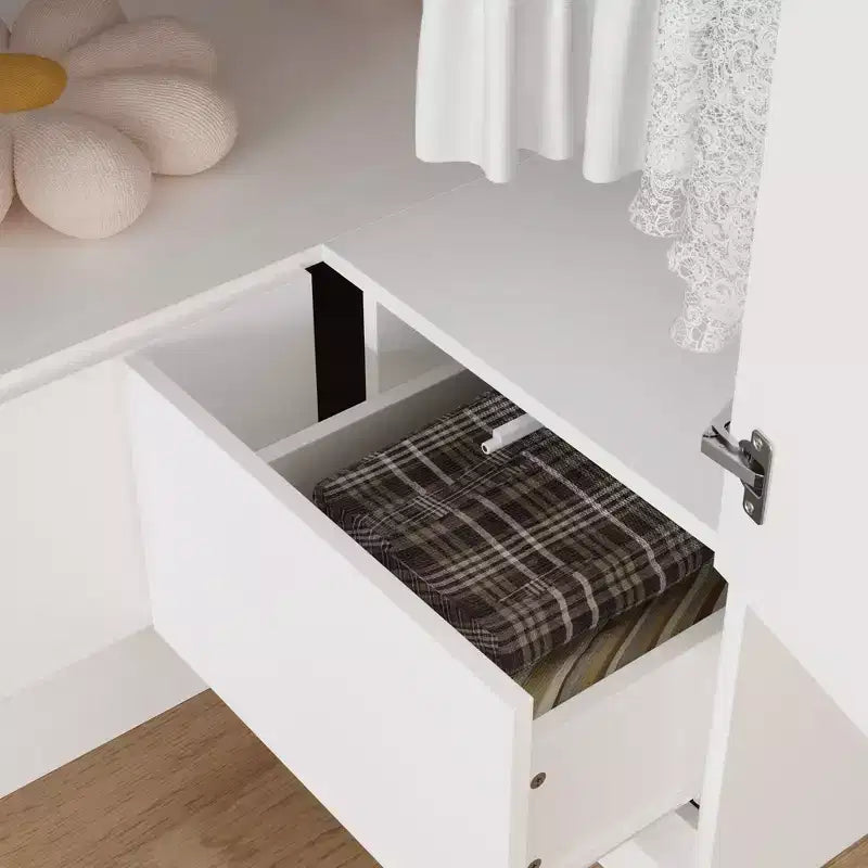 Hitow Minimalist Armoire Corner Wardrobe Double Door and Drawer Designs