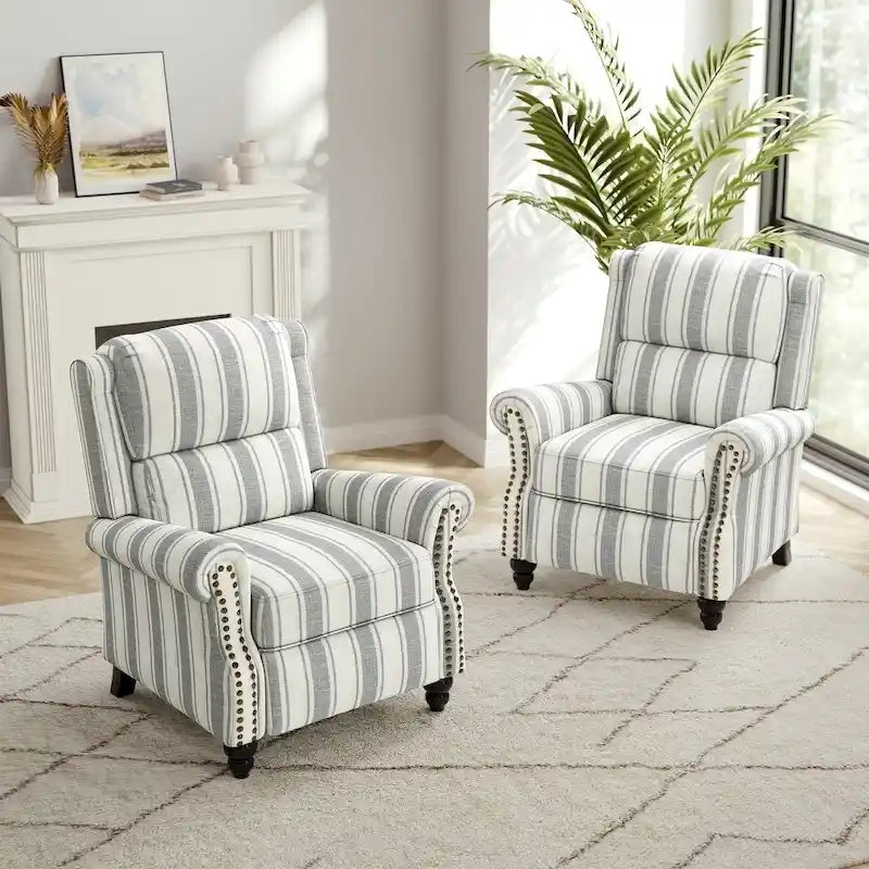 2 Set Modern Padded Seat Recliner Chair with PU Leather/Fabric